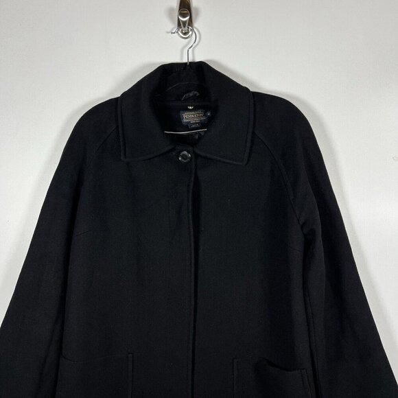 PENDLETON Warm WOOL/CASHMERE TRENCH COAT Long Black Winter Jacket Womens Size 10 - Picture 5 of 12